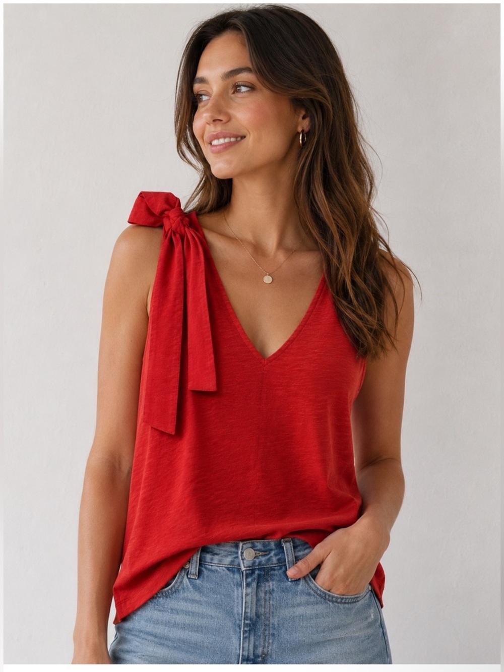 NATION LA $128 Danielle Tank - Heartbeat Red